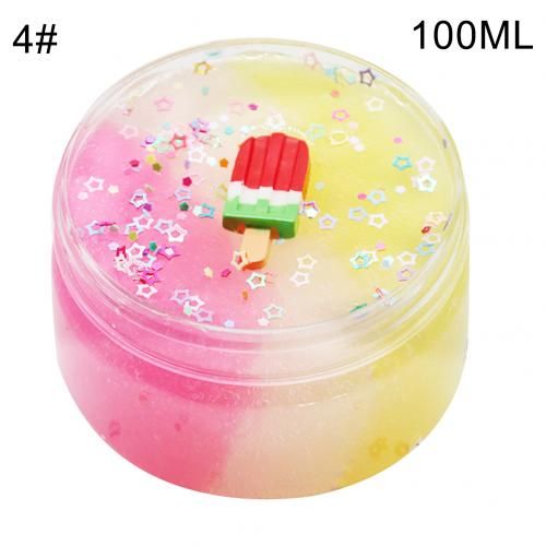 Mixing Color Clear Crystal Ice Cream Slime DIY Mud Toy Stress Reliever