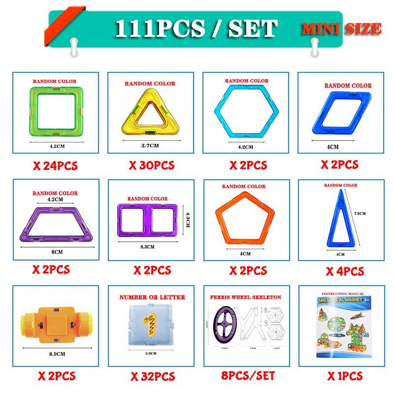 41pcs Mini Magnetic Designer Construction Set ABS Plastic Magnetic Building Blocks Educational Toys For Children Kids juguetes