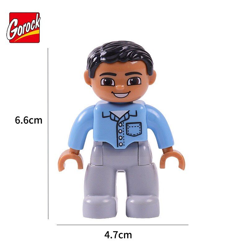 GOROCK City Series Policeman Pirate Thief Figures Large Particles Building Block Kids Toy Compatible With Duploe