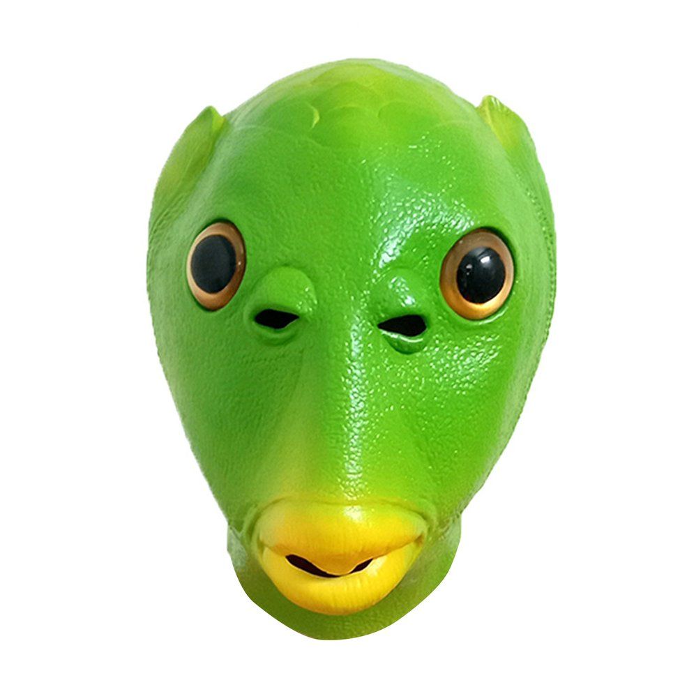 Funny Cosplay Costume UniAdult Women Men Party Green Fish Head  - green