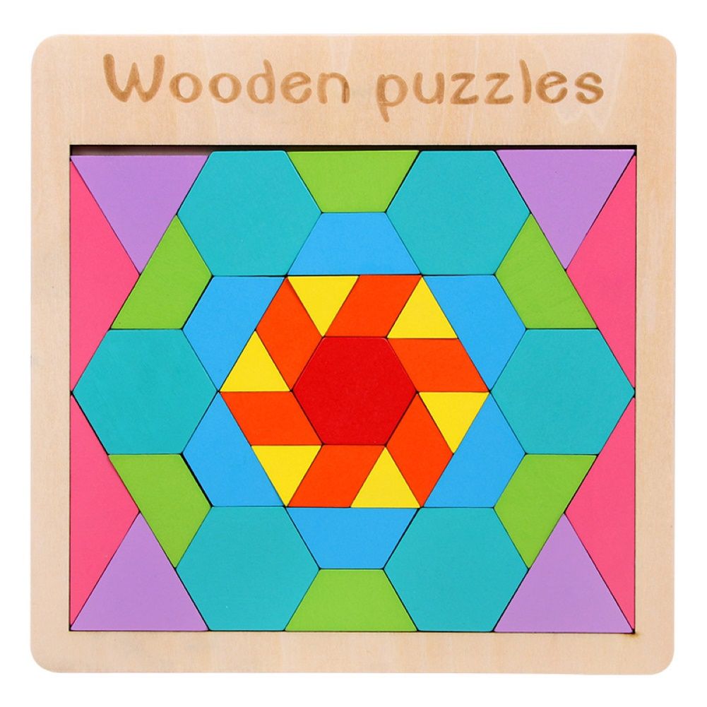 Kids Geometric Tangram Building Block Jigsaw Puzzle Color Cognition Education Toy
