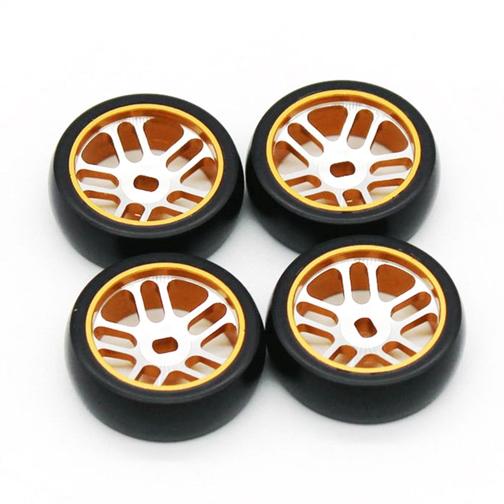 4Pcs Metal Wheel Rim + Hard Drift Tire for Wltoys K969 K979 K989 P929 Mini-Z Q D 1/28 RC Car Upgrade Parts,1