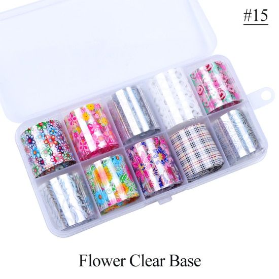 10 Roll/Set Nail Foils Transfer Stickers Laser Holographic Gradient Marble Metallic Wraps  Manicure Nails Art Decorations TR934