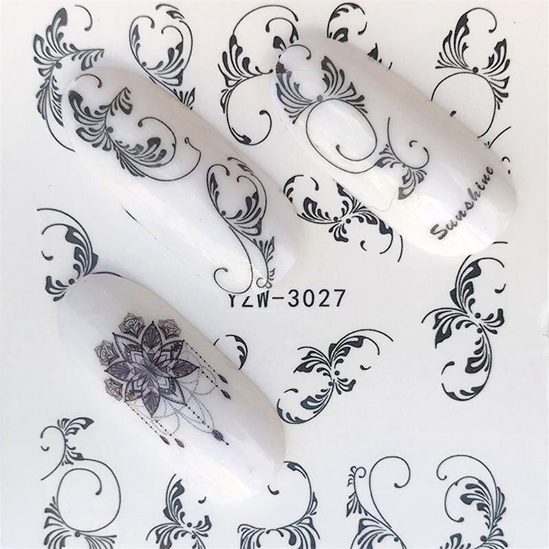 YWK 1 PC Pink Petals / Flowers / Green Leaves Water Transfer Sticker Nail Art Decals DIY Fashion Wraps Tips Manicure Tools