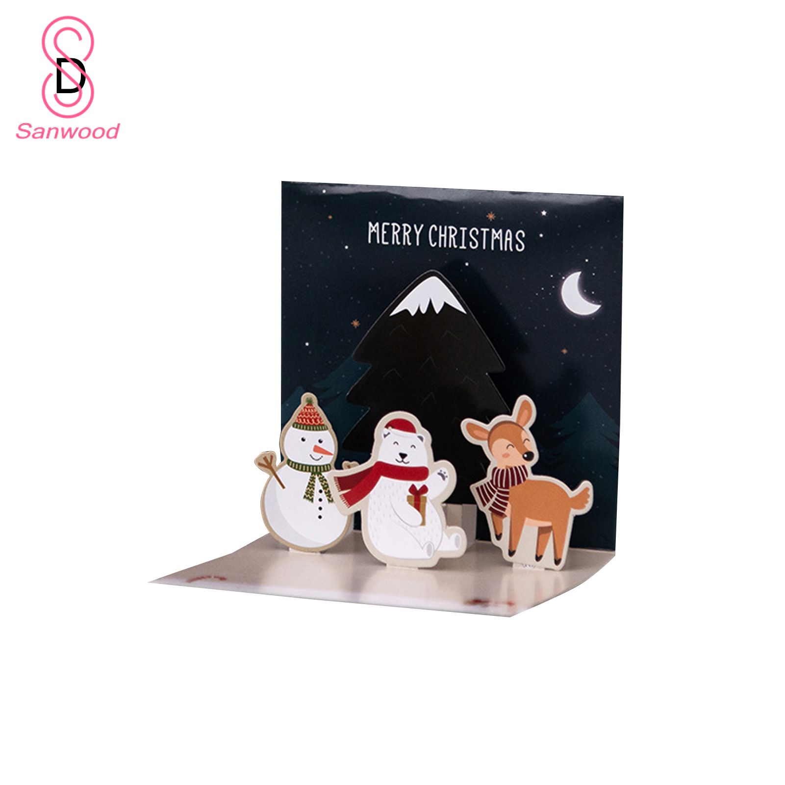 Festival Card Foldable Christmas Exquisite 3D Festival Card