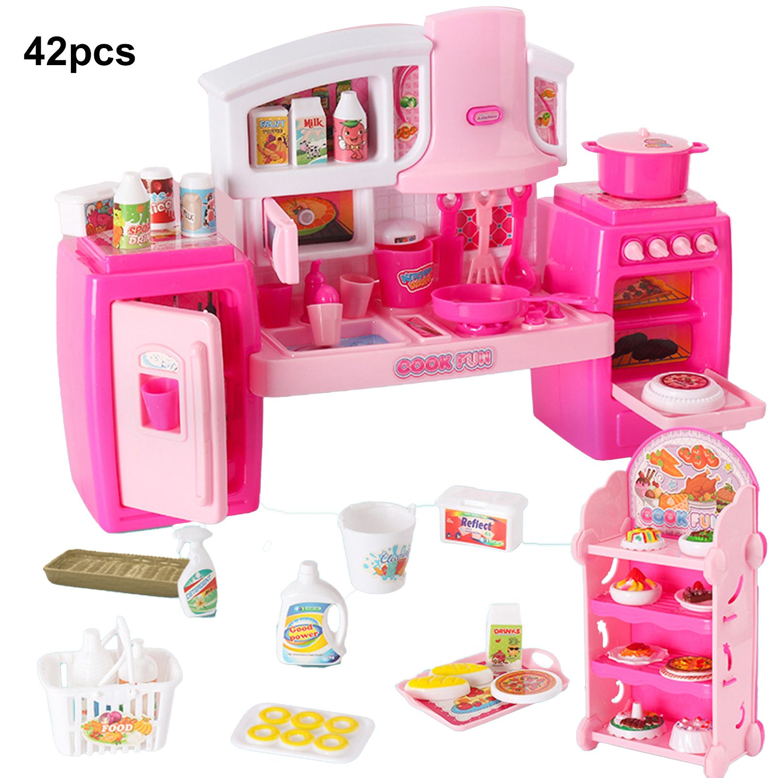 1 Set Kitchen Toy Decorative Sounding Colorful Dollhouse Mini Kitchen Toy Suit for Kids
