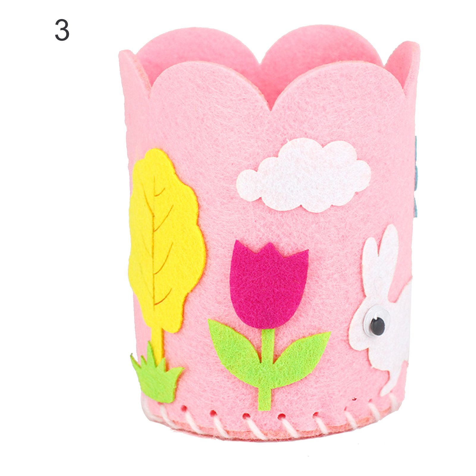 1 Set Kids Fabric Handcraft Three-dimensional Lovely DIY Kids Fabric Handmade Craft Pen Container for Children