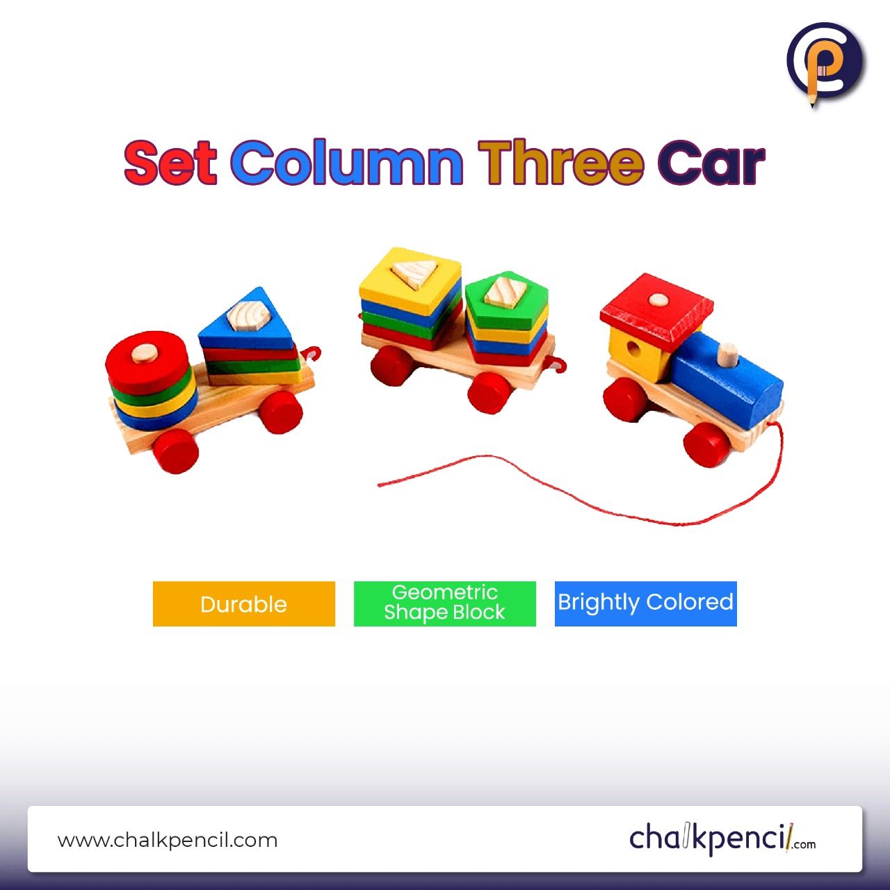 Chalkpencil Wooden Set Column Three Car