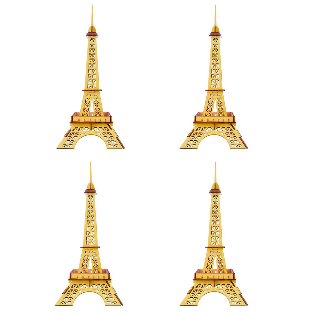 4Pcs Wooden Kids DIY 3D Eiffel Iron Tower Assembly Model Puzzle Toy Desk Decor