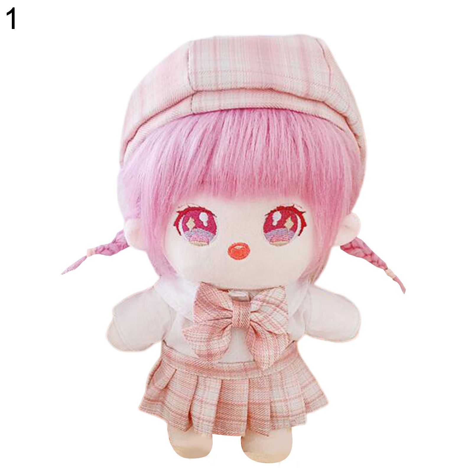 Plush Doll Fluffy Self-reliance Training Skin-friendly Doll with Clothes Set for Children