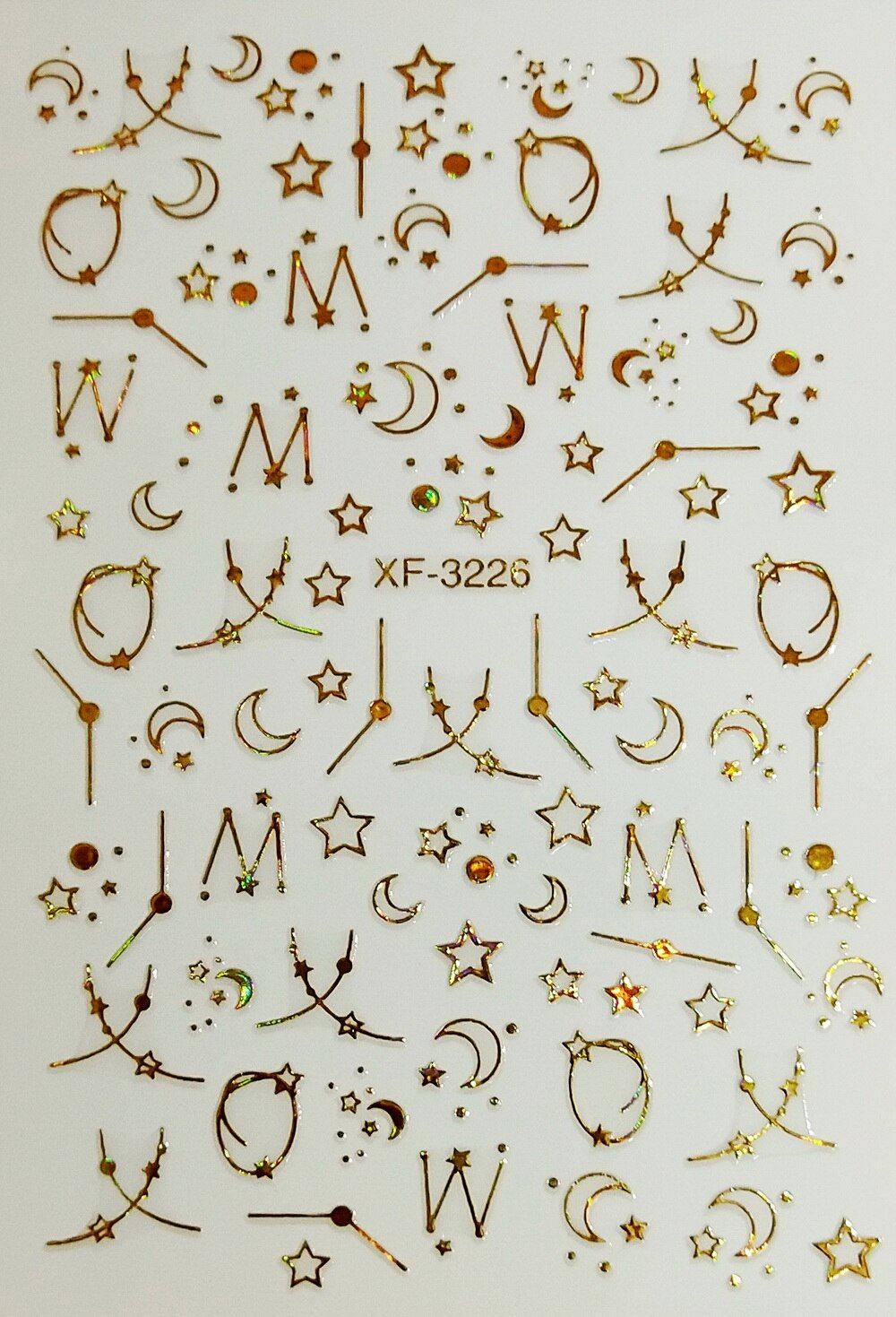 1 Sheet 3D Rose Gold Letter Star Moon Decal Sticker Art for Manicure Metal  Nail Decals Foil Design