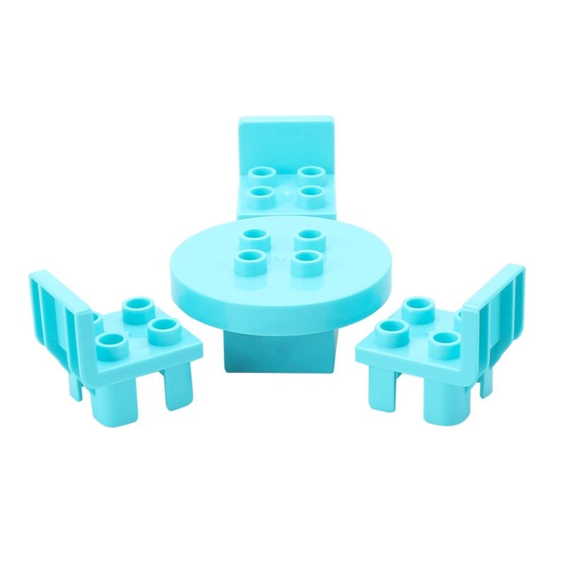 Big Building Blocks Bathroom Kitchen Furniture Accessories Compatible Duplo Large Bricks Educational Diy Toy Children Kid Gifts