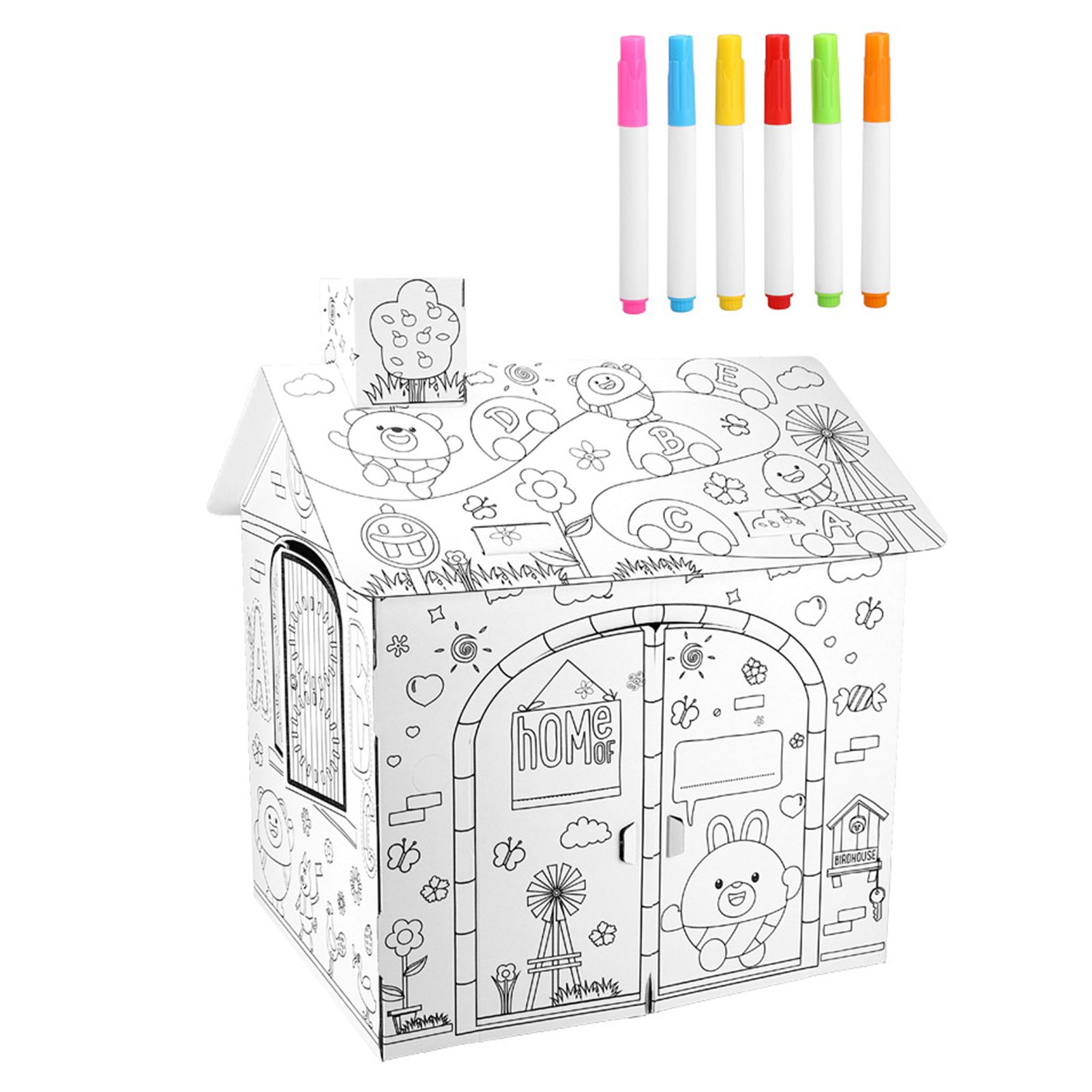 1 Set Cardboard Toy Eco-friendly Cartoon Pattern Paper 3D Educational Cardboard Doodle Puzzle Toy for Kids