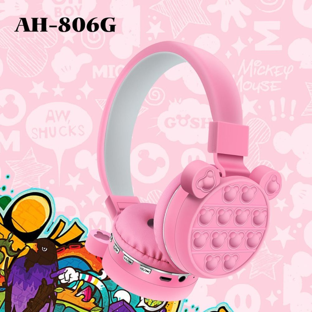 New Decompression Pops Fidget Toys Stereo Bluetooth Headset Push Bubble Children Earphone Kid