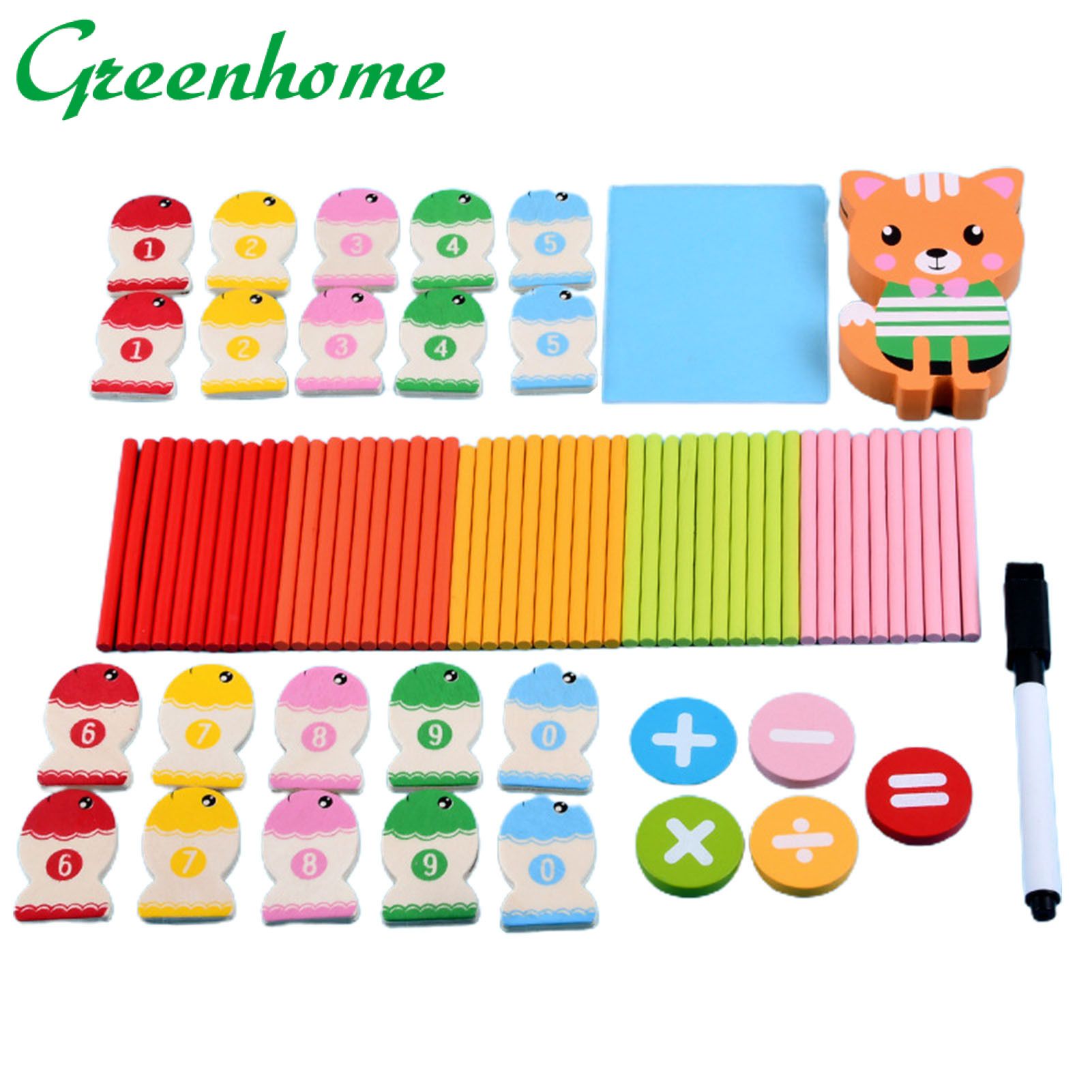 Greenhome Wooden Counting Stick Digital Matching Game Early Childhood Educational Toy