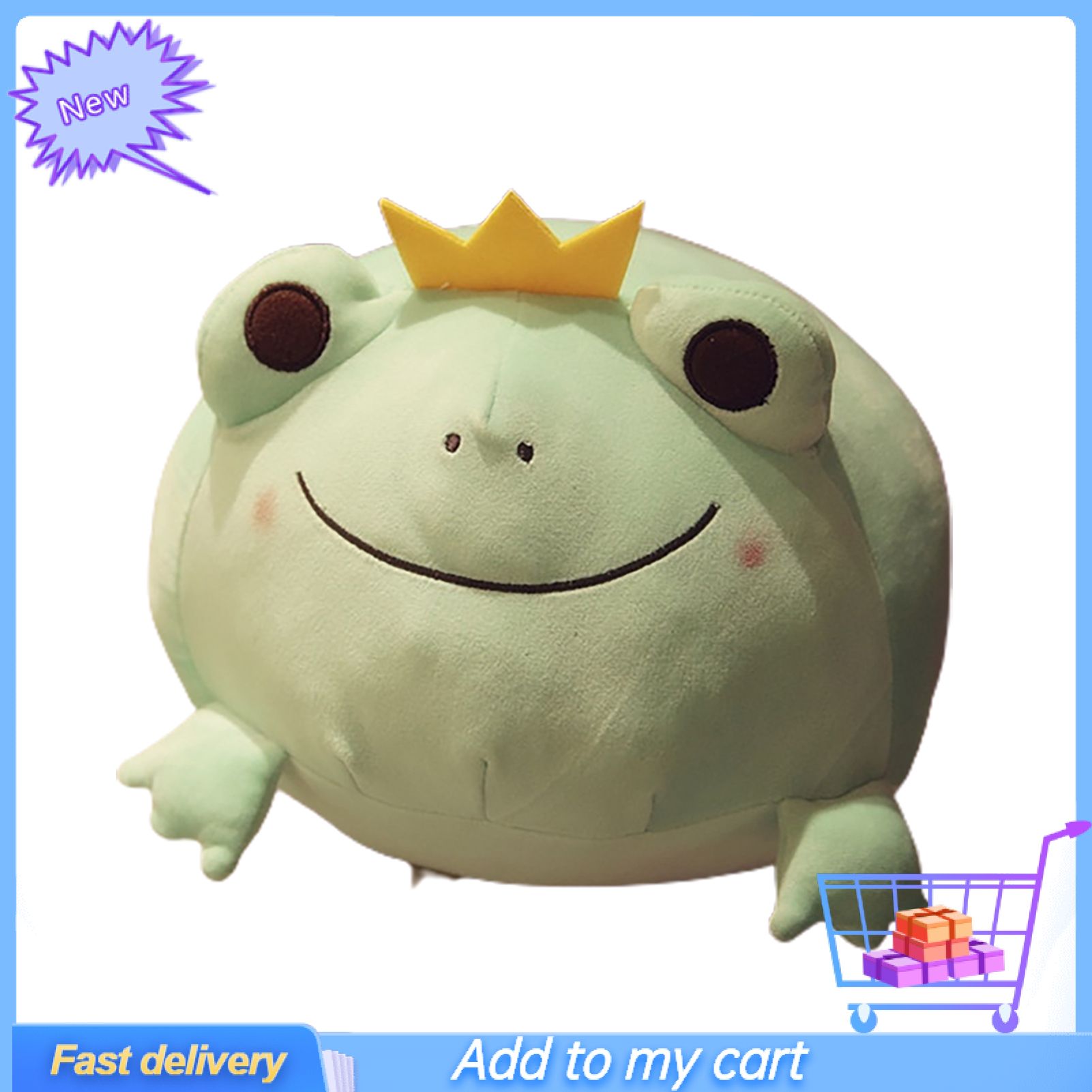 Plush Doll Fine Workmanship Lightweight PP Cotton Crown Frog Toy for Decoration
