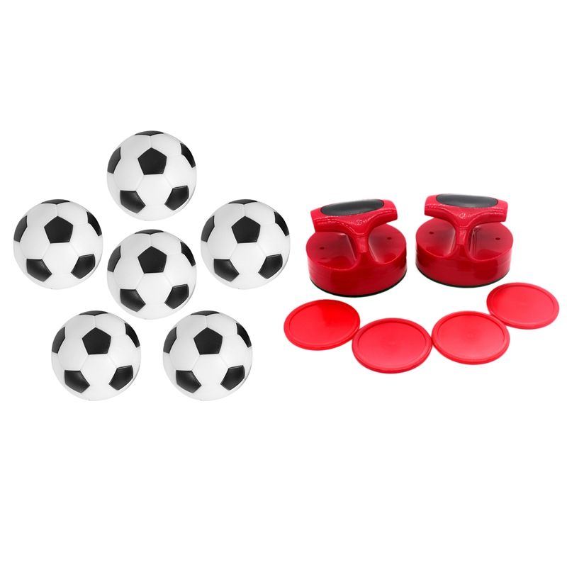 6Pcs Small Football Style Table Ball Hard Plastic Table Ball & 1 Set Air Hockey Goalies Air Hockey Replacement Pusher