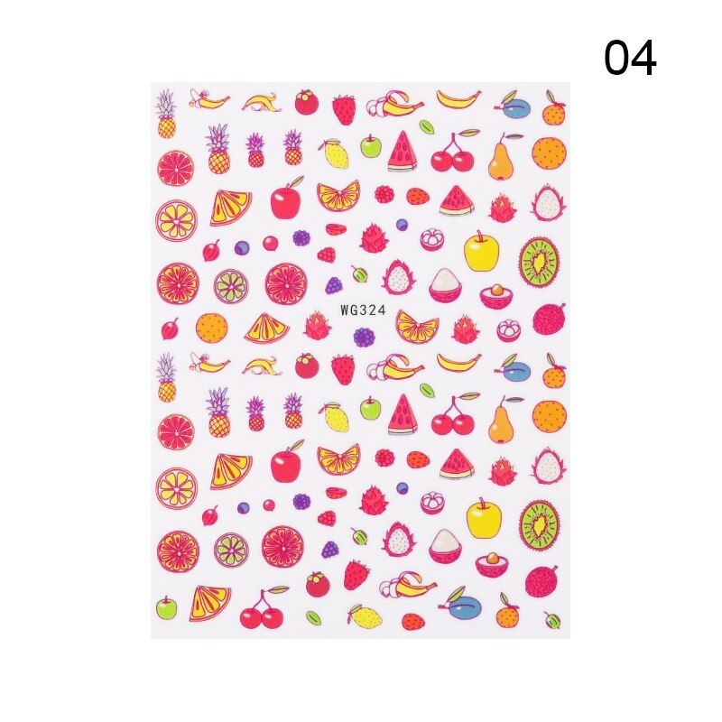 1 Sheet Summer fruit 3D Nail Sticker Decals Fruit Kiwi Banana Lemon Strawberry Designs DIY Nail Stickers Wraps Slider Decoration