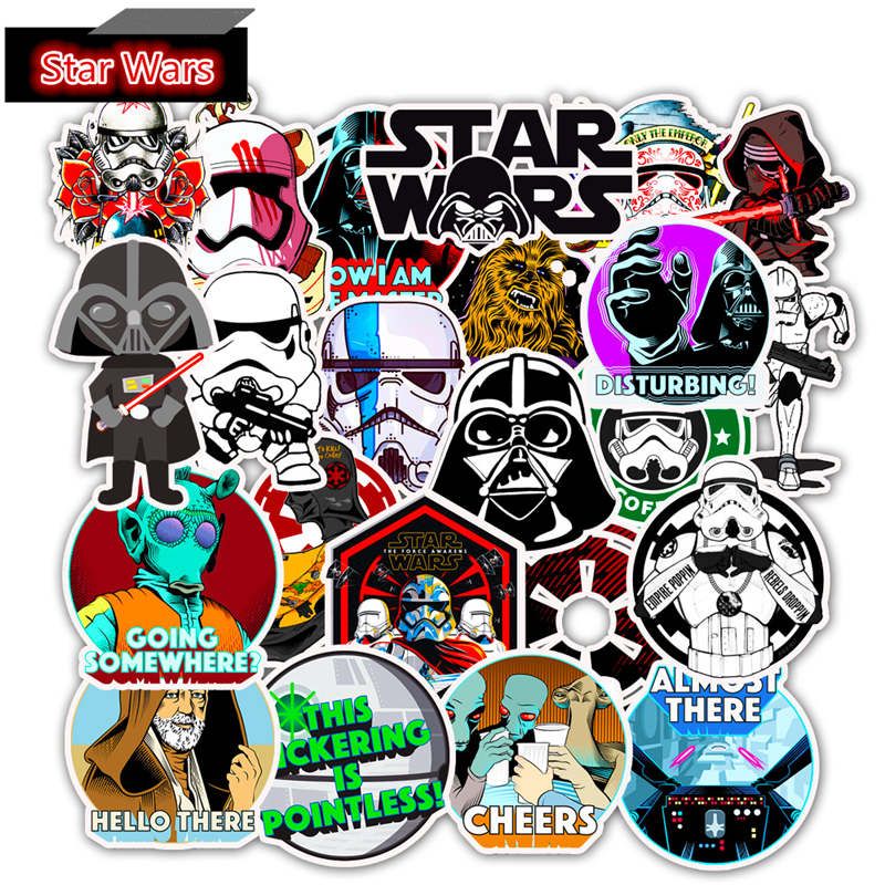 50pcs Cool Star Wars Stickers Boy Guitar Laptop Car Motorcycle Bicycle Bedroom Wall Graffiti Decals Surfboad Skateboard Sticker
