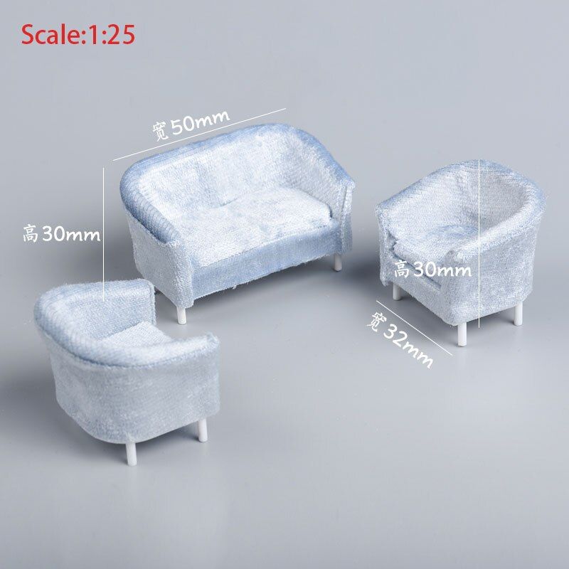 1/25 scale Dollhouse Accessories Miniature Furniture Couch Loveseat Sofa Chair Model Toy Sand table material