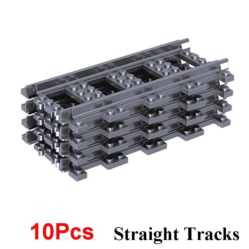 City Trains Train Flexible Track Rail Crossing Straight Curved Rails Figure Blocks Construction DIY Bricks Toys For Children