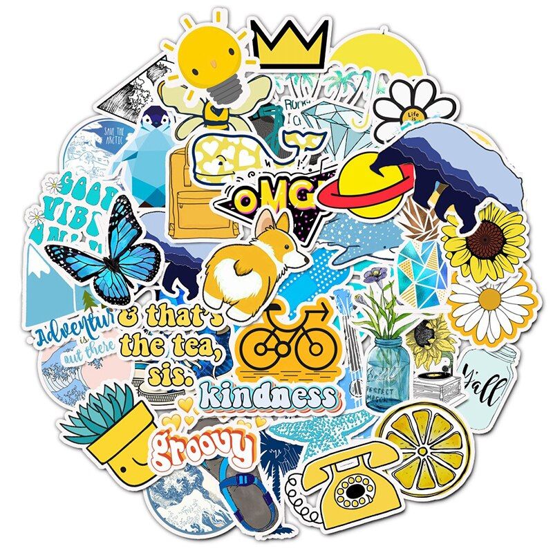 50/100pcs Vinyl Cute Nature VSCO Girl Stickers for Water Bottles Waterproof Aesthetic Stickers for Girls for Laptop Phone Car