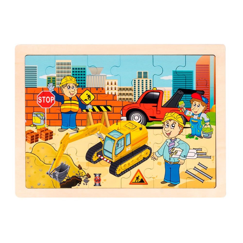 24/48/100Pcs Cartoon Vehicle Animal Blocks Jigsaw Puzzle Kid Early Education Toy