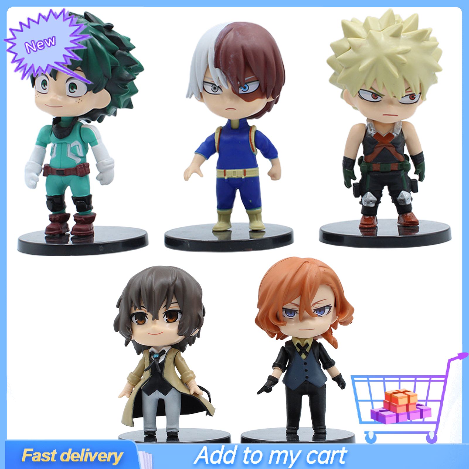 5Pcs My Hero Academia Figure Vivid Expression Excellent Craftmanship Solid My Hero Academia Action Figure Kit for Anime Lover