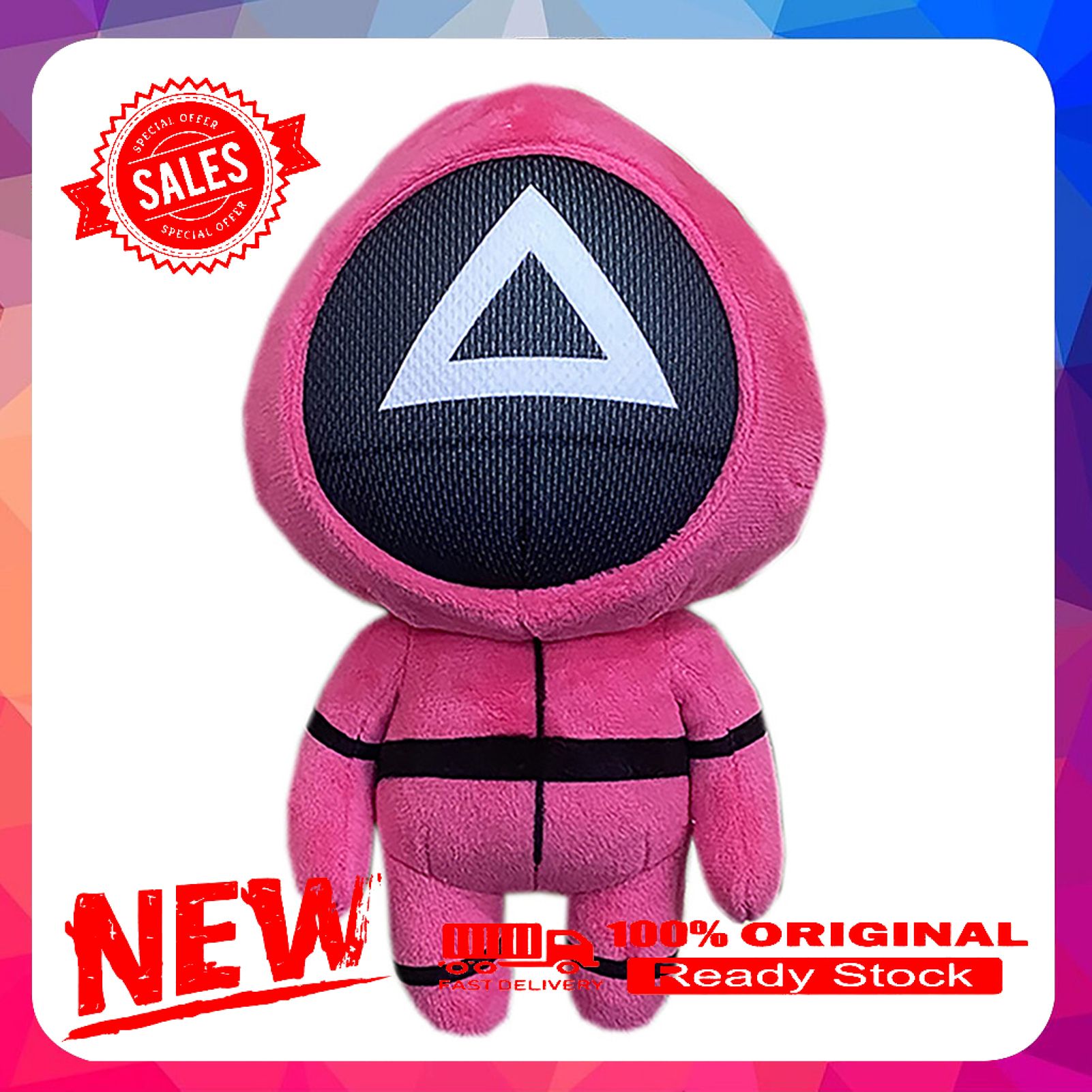Circle Print Role Playing Plush Toy Plush Red Hoodie Man Squid Game Stuffed Doll for Home