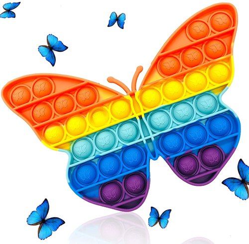 1 X Push Pop Bubble Fidget Sensory Toy, Silicone Puzzle Game Toys Squeeze Sensory Toy for Kids, Family, Friend Rainbow - Baby Toys