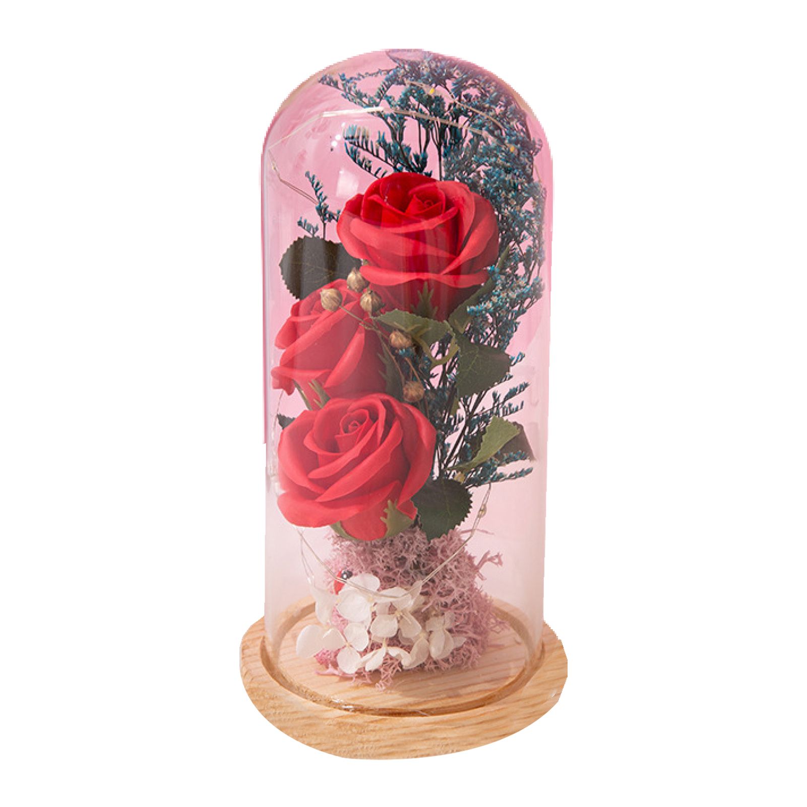 Rose Flower Decor Glitter Fairy Dreamlike Fake Rose Lamp Ornament