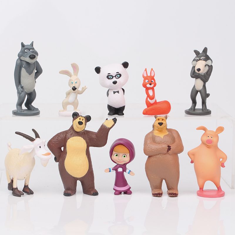 10 pieces/set Russia Masha Toy Figure Doll Home Decoration Masse Toys Bear Masshe Action Figure Creative Bear Doll Gift For Kid