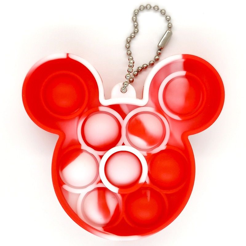 2021 Mini Anti-stress Fidget Toys Key Chain Children Push Bubble Fidget Sensory Toy Key Ring Keychain Rount Heart Toy