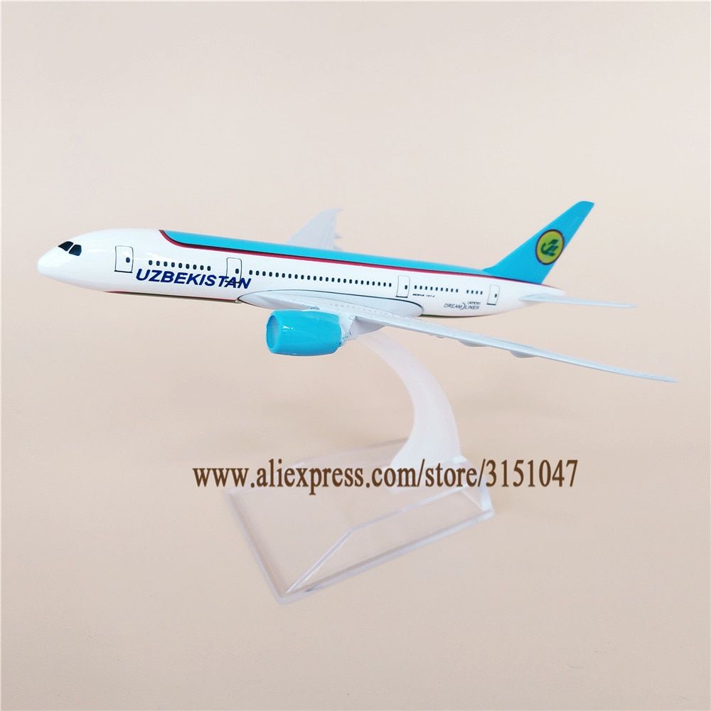 16cm Air UZBEKISTAN Boeing 787 B787 Airlines Plane Model Alloy Metal Diecast Model Airplane Aircraft Airways Kids Gift
