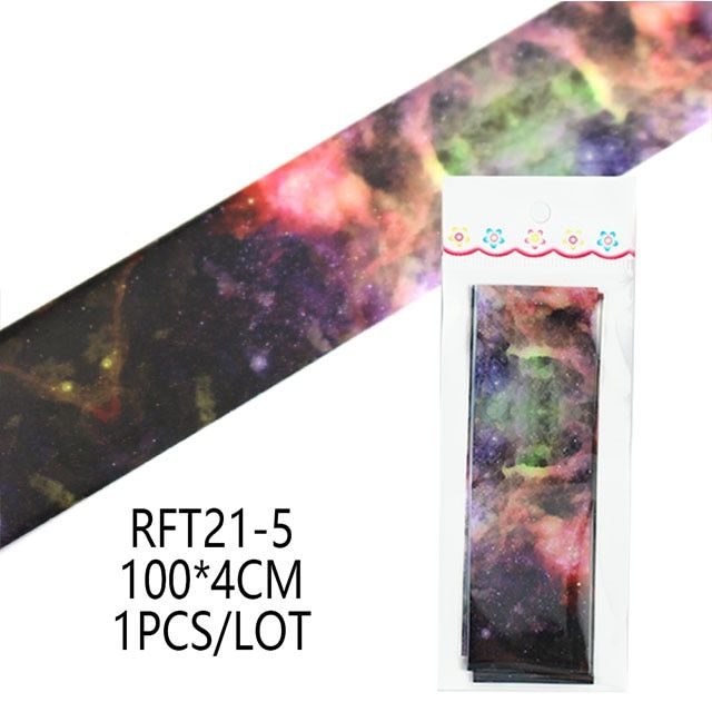 10Pcs 20*4cm Nail Foils Sticker Sky Gradient Marble Holographic Wraps For Polish Nail Art Decorations