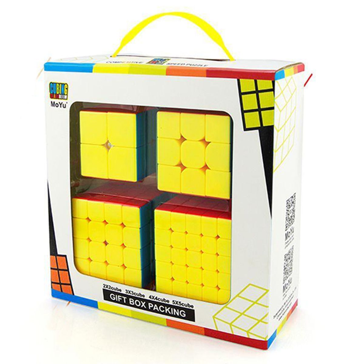 4Pcs Speed Cube Brain Teaser Gift Box Set 2x2 3x3 4x4 5x5 Stickerless Puzzle Magic Cube