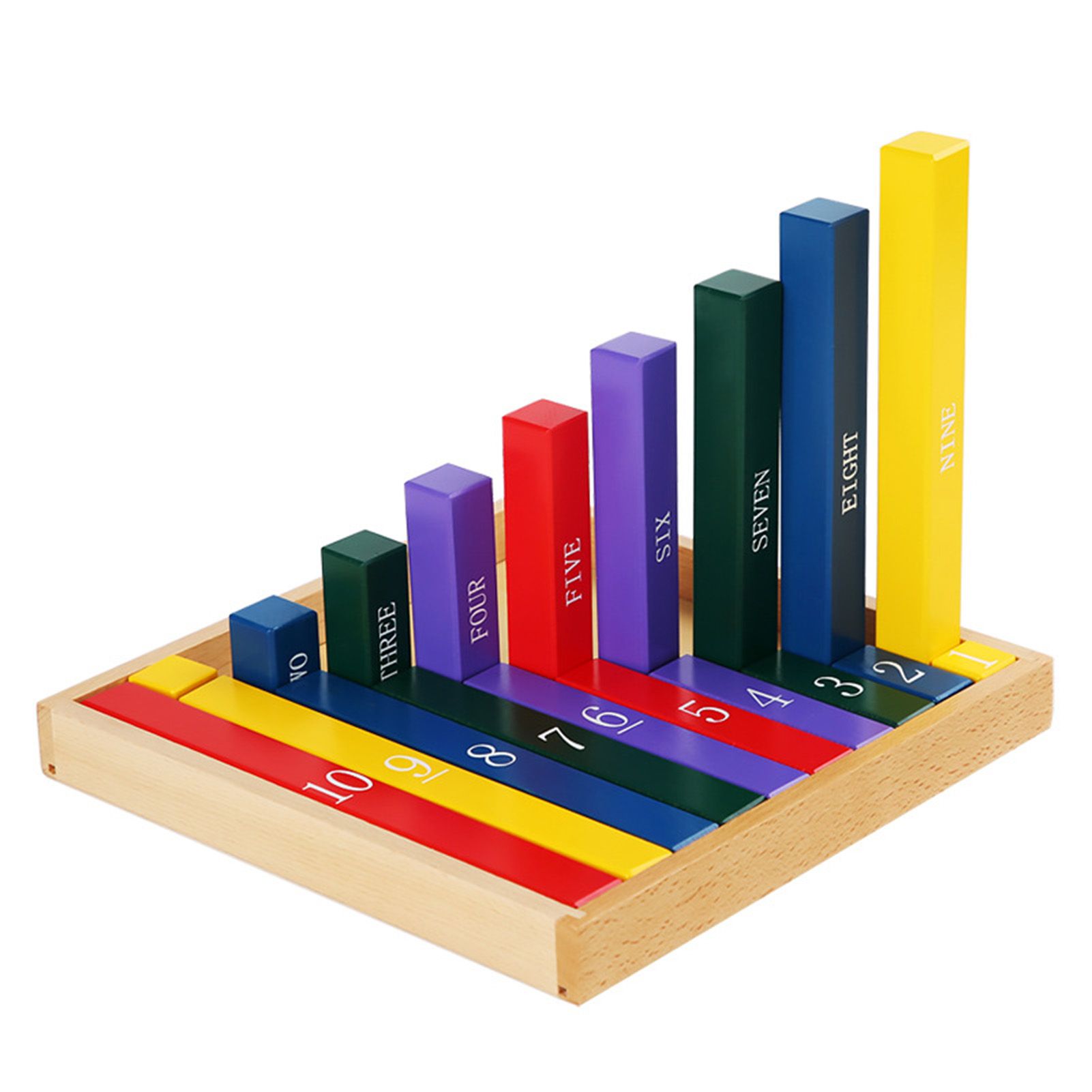 Educational Decimal Bar Visual Discrimination Ability Logical Combination Relationship Wood Colorful Decimal Bar Toy for Boys