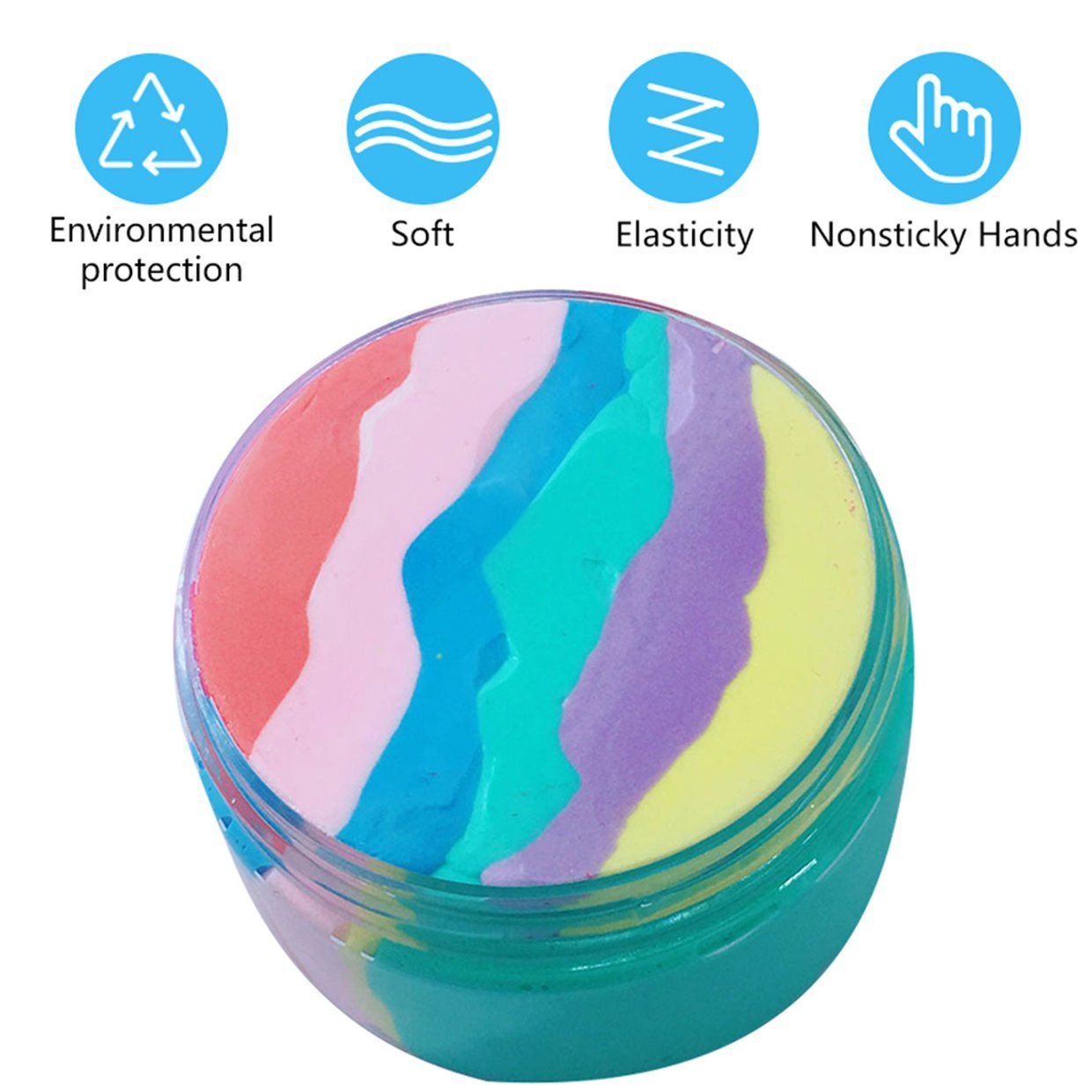 EF 60ML Portable Size Rainbow Fluffy Slime Stress Relief Kids DIY Toys Color Mud