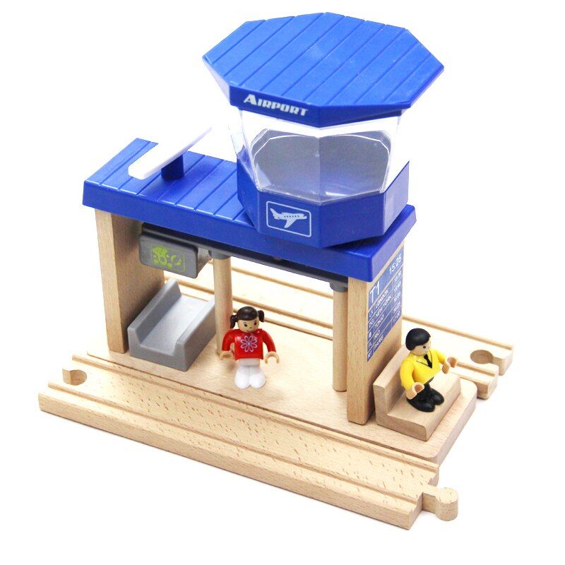 Wood Railway Scene Track Accessories Airport Terminal Compatible Brand Wood Magnetic Track Vehicle Electric Vehicle AA