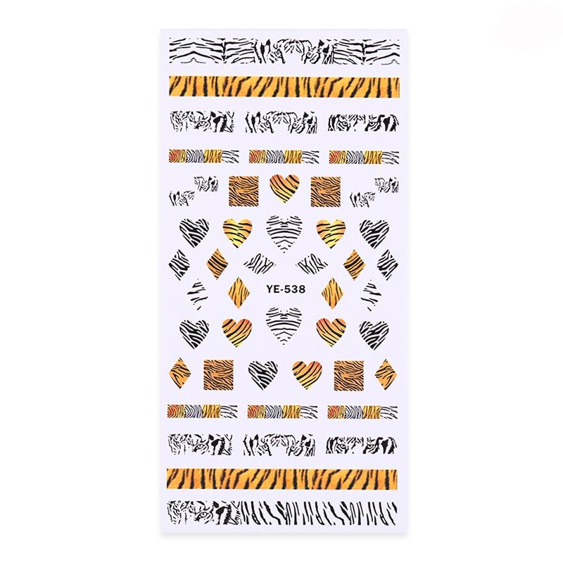 Leopard Pattern Nail Sticker Decals Decoration Nail Transfer 3D Stickers Animal Design Black Adhesive Sliders For Nail Manicures