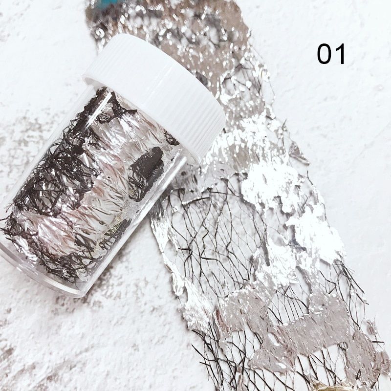 Gold Silver Nail Art Foil Paper Irregular Aluminum Nail Sticker  3D Nail Art Transfer Sticker DIY Nail Decoration Design
