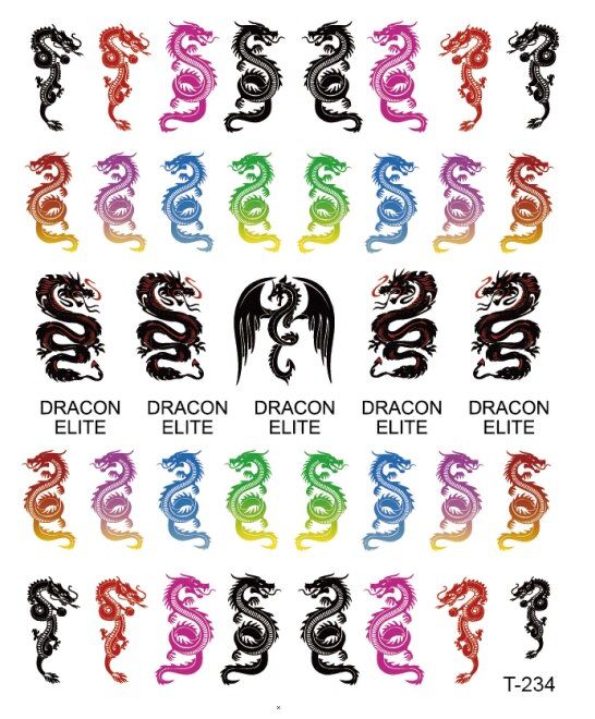 10pcs 3D Nail Art Dragon Decals Stickers Red Black Dragons Design Self Adhesive Nail Sticker Acrylic Manicure Tips Decorations