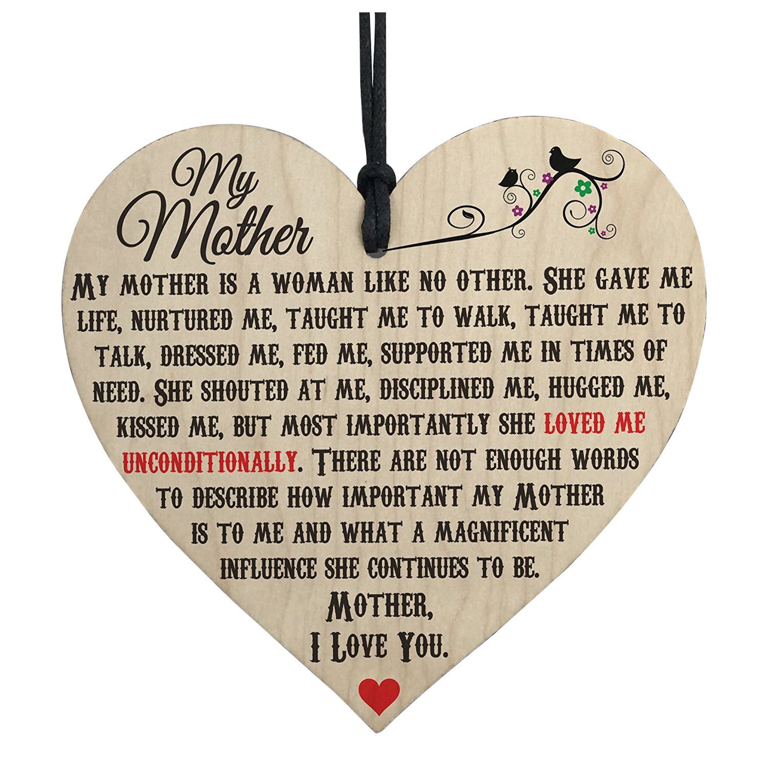 Harmony My Mother Like No Other Wooden Hanging Heart Plaque Mum Love Mothers Day Gift
