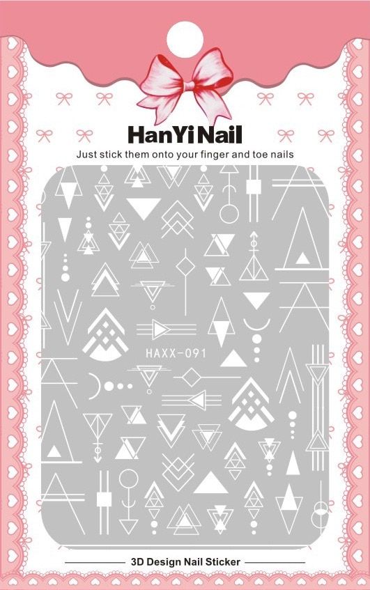 1pcs Black White Gold Geometry Hollow 3D Nail Sticker self-Adhesive Butterfly Designs Nail Decals Foil Design Manicure Decor