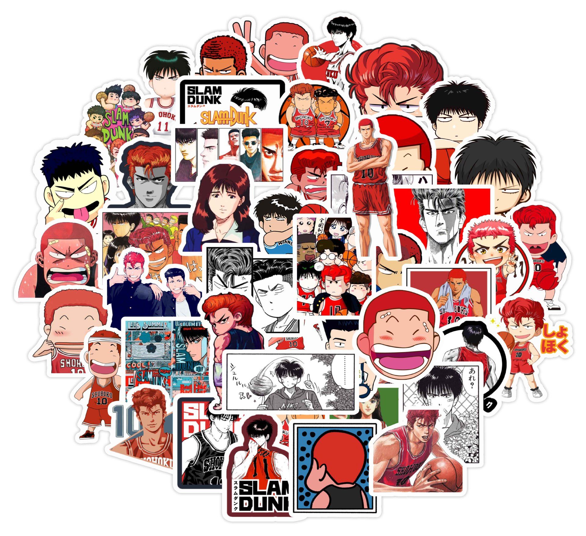 10/50pcs Anime Slam Dunk Stickers Sakuragi Hanamichi For DIY Motorcycle Helmet Laptop Decal Skateboard Guitar Cool Sticker