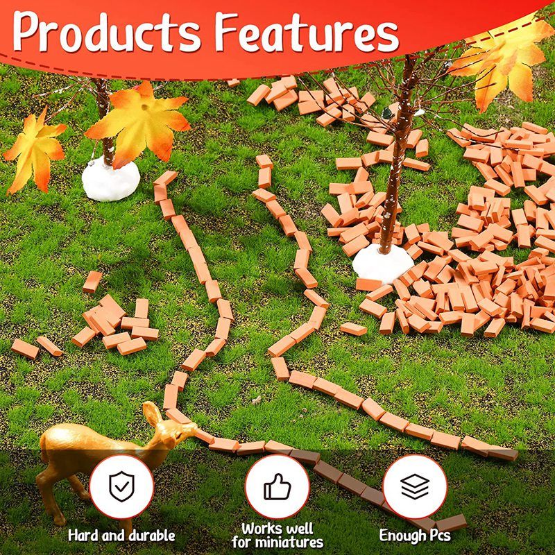 350 Pieces Mini Bricks for Landscaping Miniature Bricks Brick Wall Small Bricks for Dollhouse Garden Parts,1/35 Scale