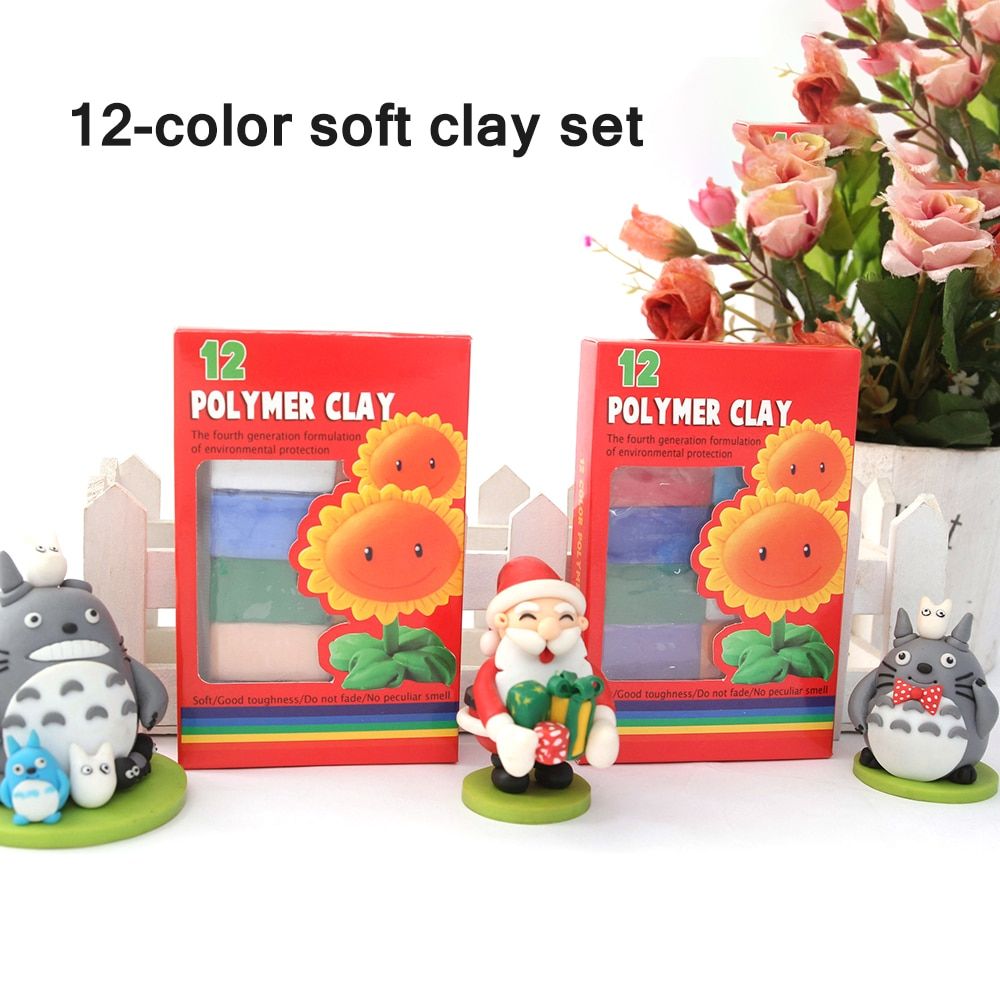 12/42 Colors Toys Plasticine Color Light Soft Clay DIY Toys Clay Baking Modeling Clays Polymer Clays Kit Kids Educational Toy