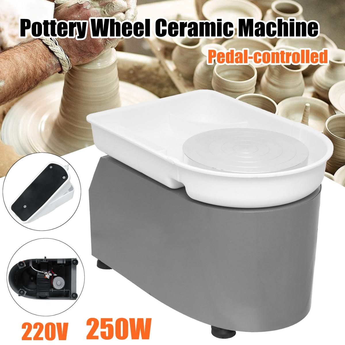 25CM Electric Pottery Wheel Machine Stationery For Ceramic Work Clay Art Craft 110V 350W - Grey 110V 350W