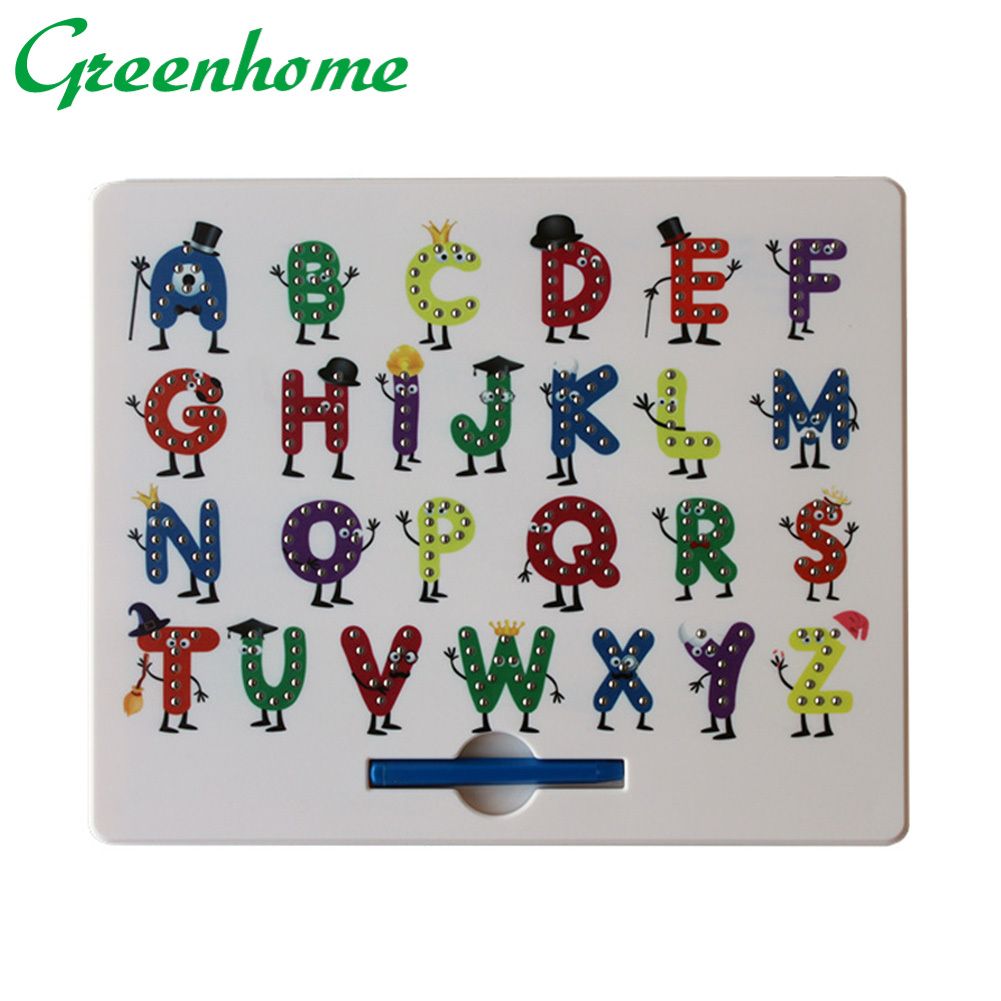 Greenhome Colorful Alphabet Letter Beads Painting Board Magnetic Pen Educational Kids Toy