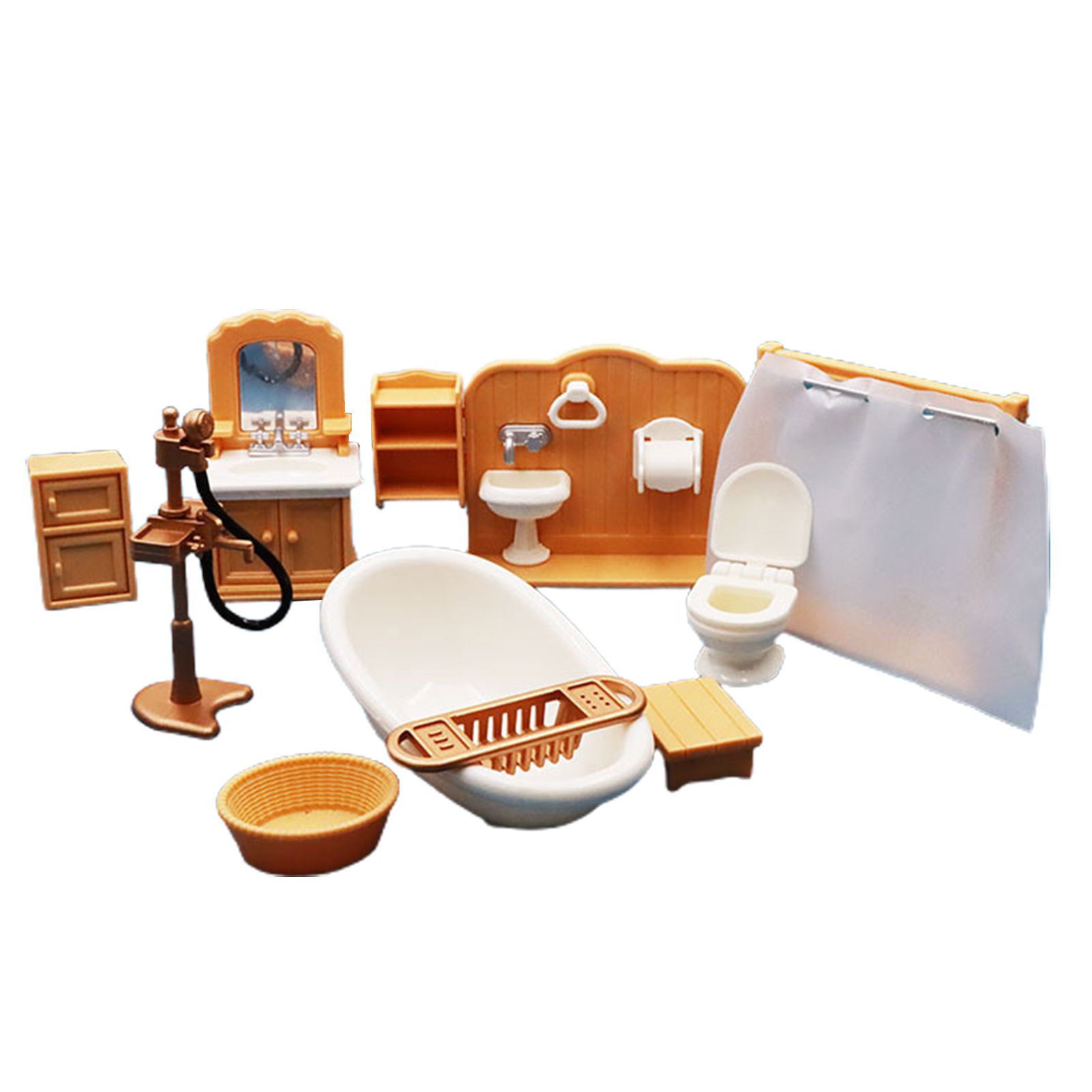 1Set Dollhouse Bathroom Kit Exquisite Nice-looking Plastic Dollhouse Bathroom Model Set for Kids